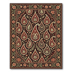 Rich Crimson Paisley Floral Border Rug
