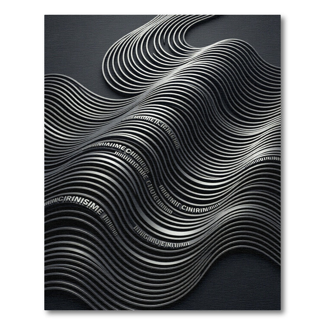 Monochrome Wave Lines Metal Sculpt Rug
