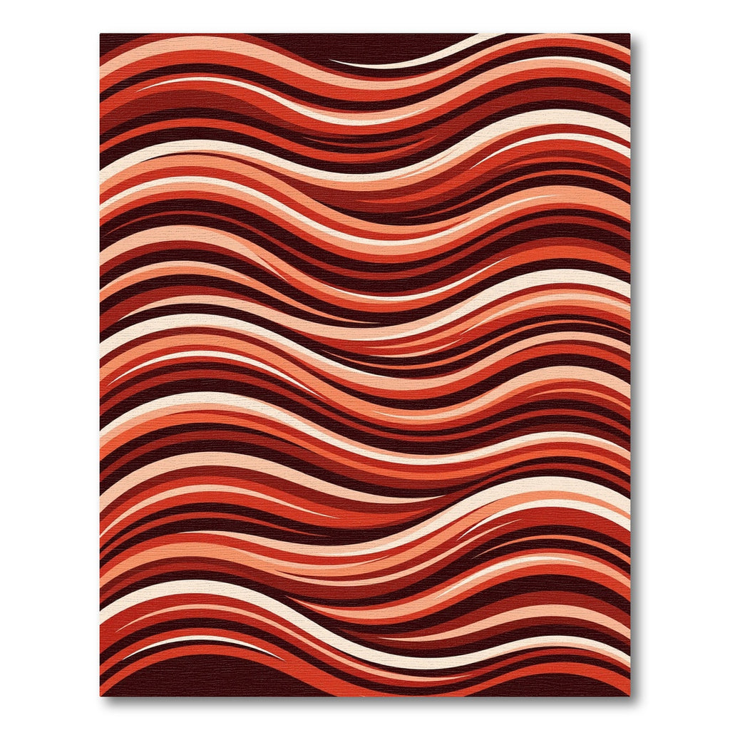 Crimson Warm Wave Curving Stripes Rug