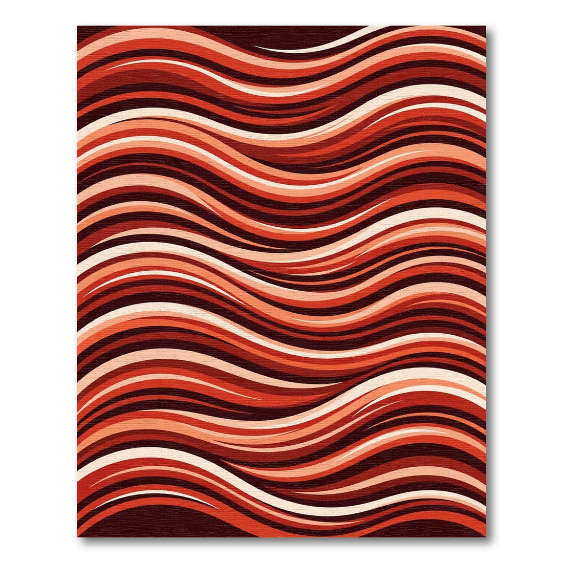 Crimson Warm Wave Curving Stripes Rug