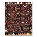 Deep Red Golden Animal Medallion Rug