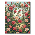 Romantic Crimson Cream Rose Trellis Rug