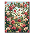Romantic Crimson Cream Rose Trellis Rug
