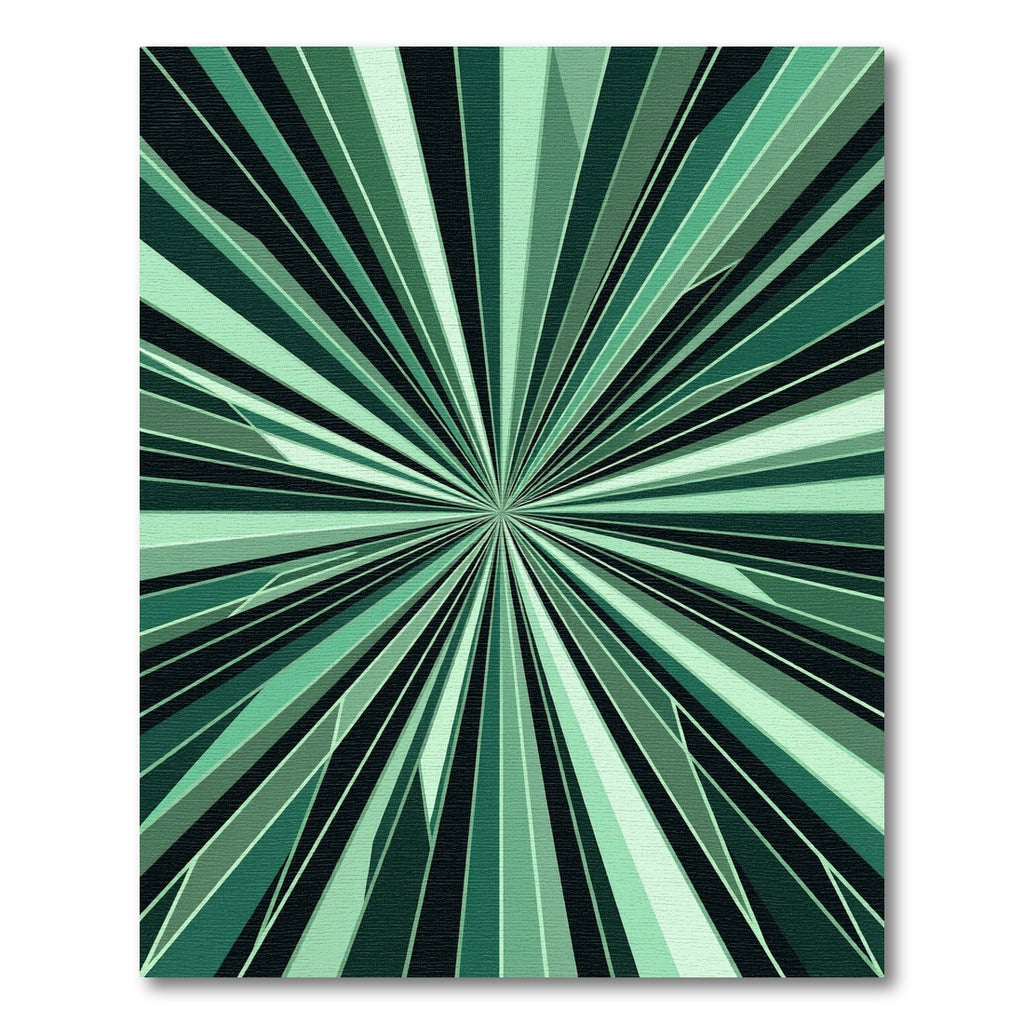 Radiant Green Sunburst Geometric Rug