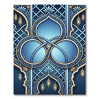 Deep Blue Gold Lantern Medallion Rug