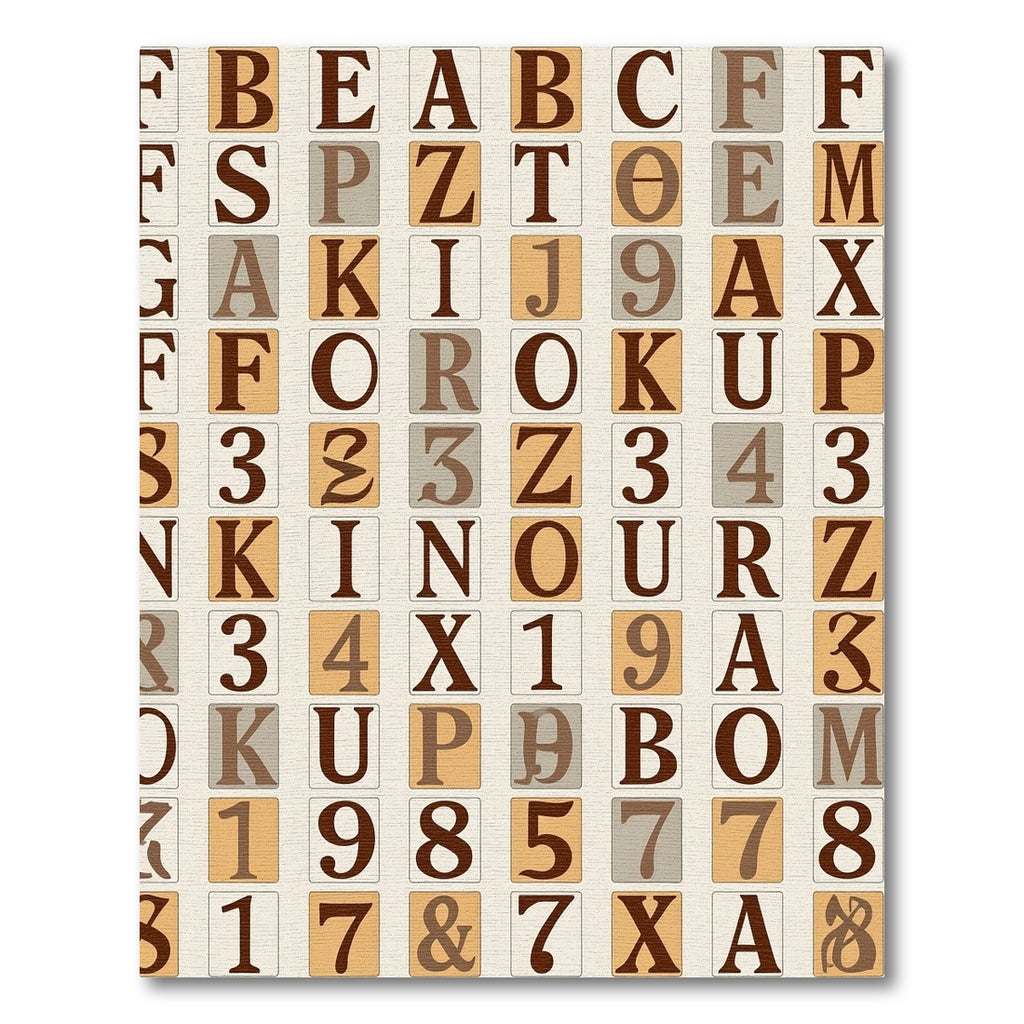 Vintage Alphabet Grid Brown Rug