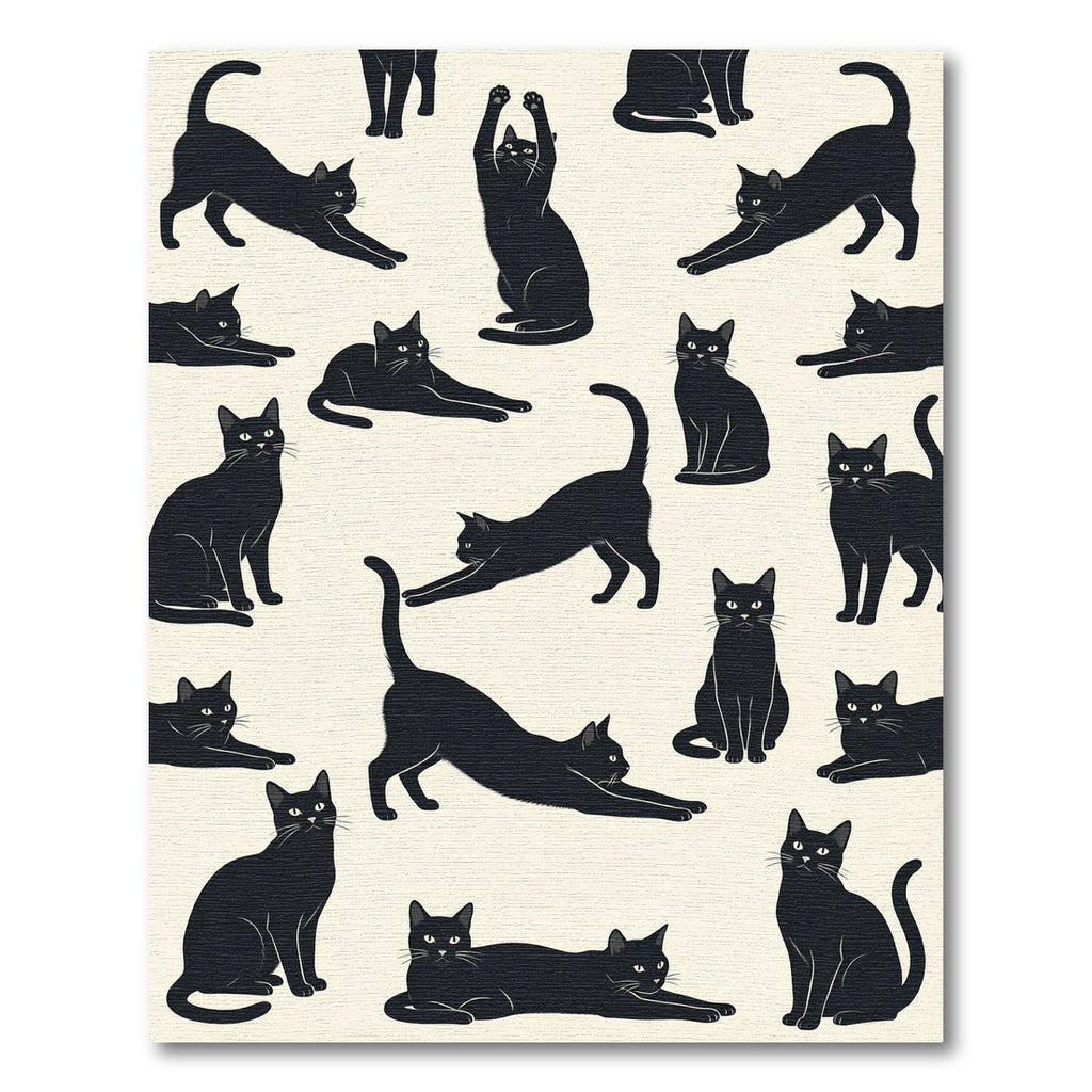Minimalist Black Cat Silhouette Illustration Rug