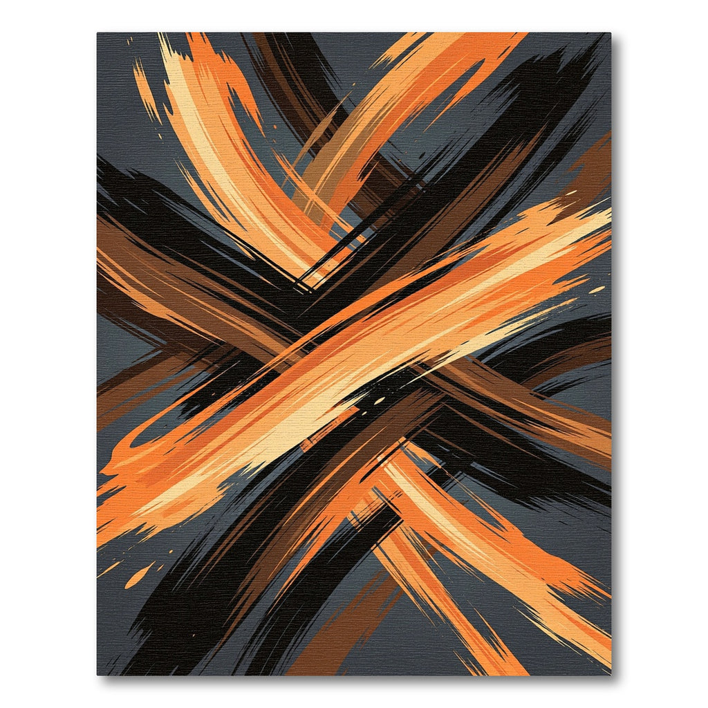 Dynamic Amber and Charcoal Abstract Swirl Rug