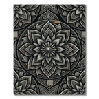 Monochrome Floral Medallion Charcoal Gray Rug