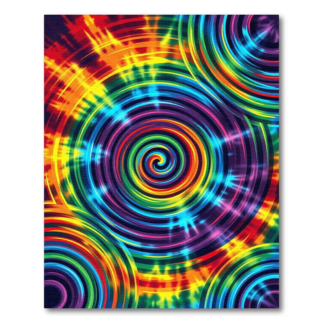 Vibrant Psychedelic Rainbow Concentric Swirl Rug