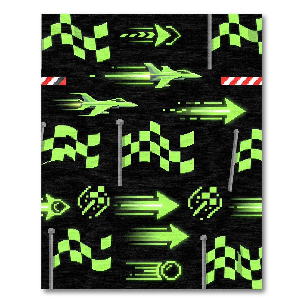 Neon Pixel Jet Stream Checkered Flag Rug