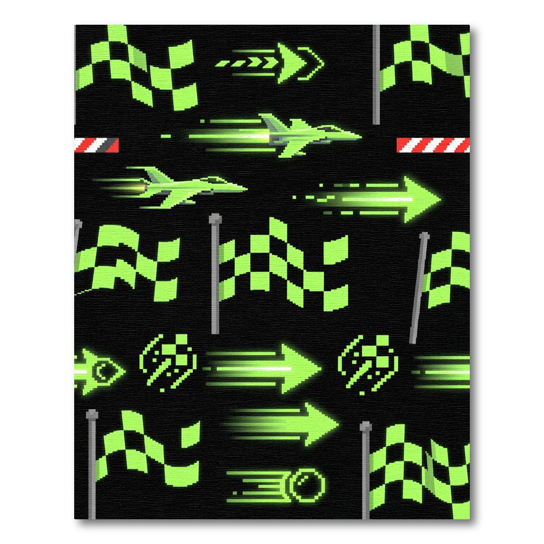 Neon Pixel Jet Stream Checkered Flag Rug