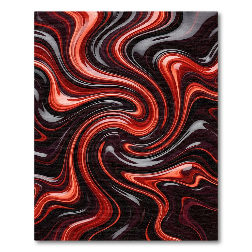 Fiery Red Swirl Abstract Rug
