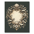 Ornate Floral Scrollwork Shell Vignette Rug