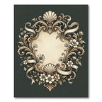 Ornate Floral Scrollwork Shell Vignette Rug