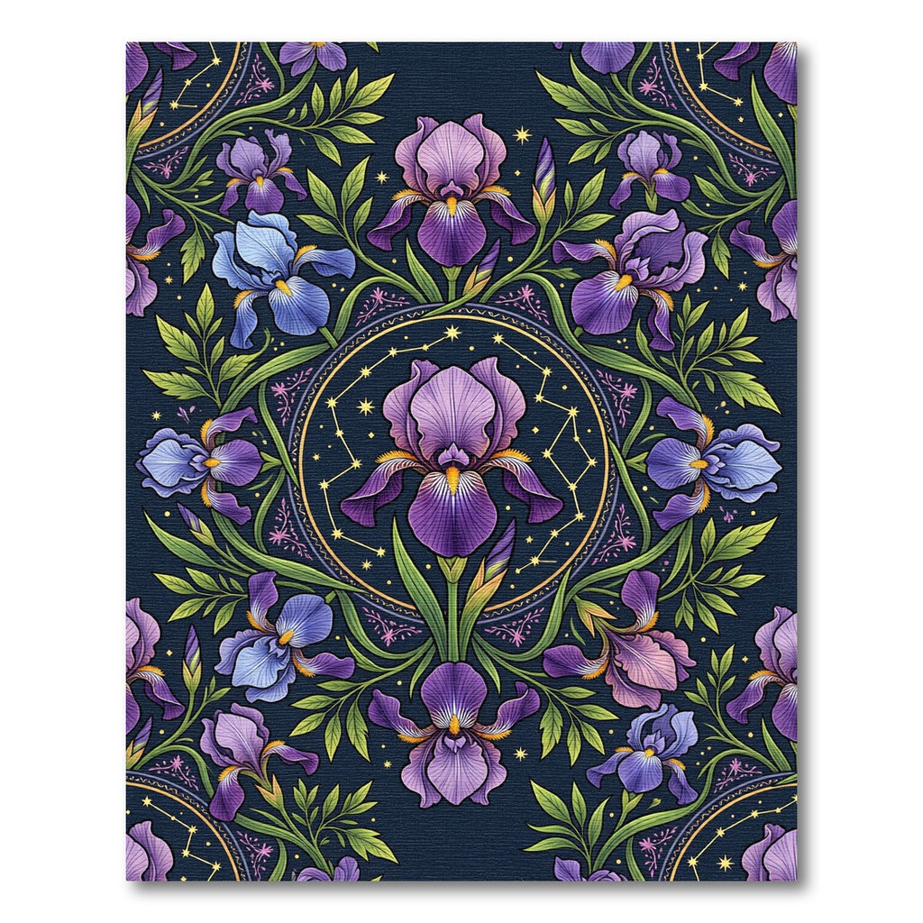 Floral Iris Celestial Mandala Rug