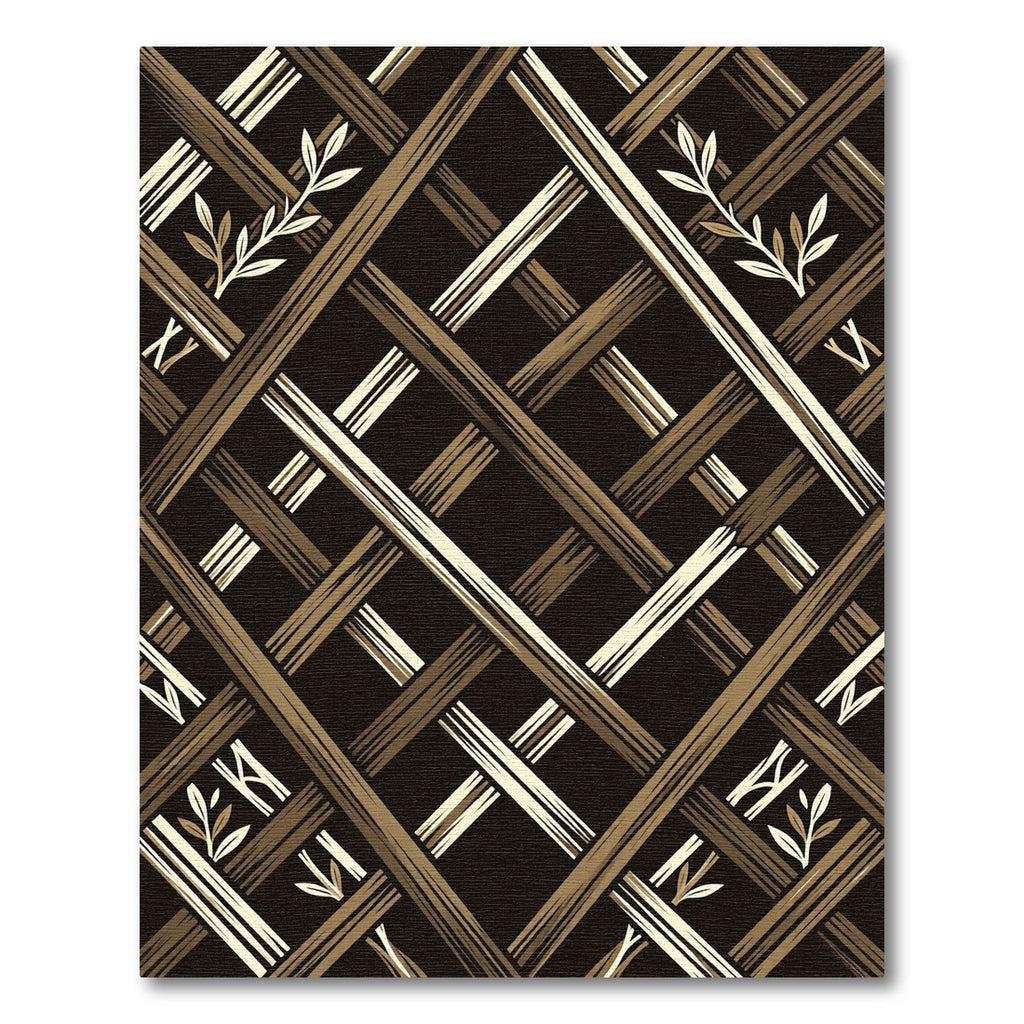 Brown Rustic Woven Lattice Vine Rug