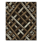 Brown Rustic Woven Lattice Vine Rug