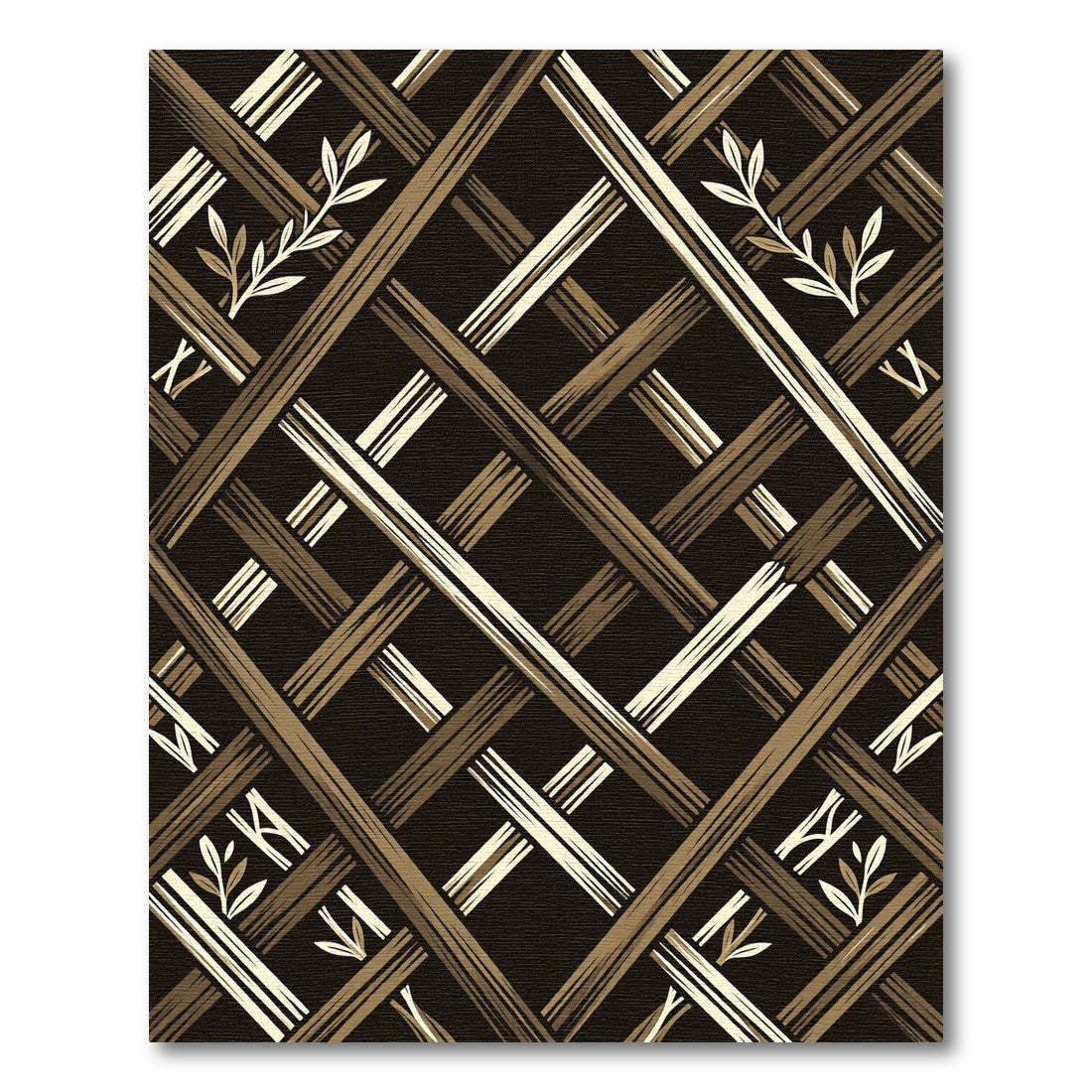 Brown Rustic Woven Lattice Vine Rug