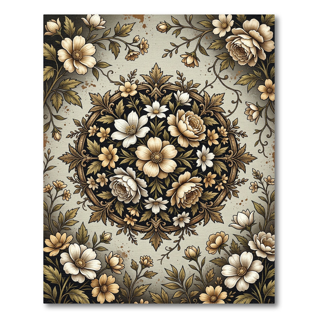 Antique Floral Medallion Garden Rug
