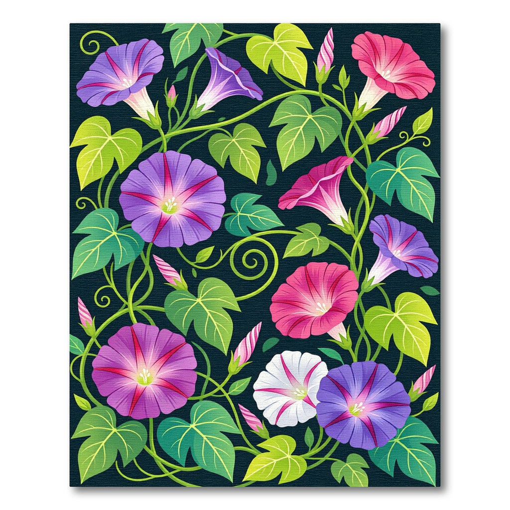 Vibrant Pink Purple Morning Glory Bloom Rug