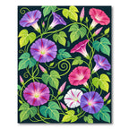 Vibrant Pink Purple Morning Glory Bloom Rug