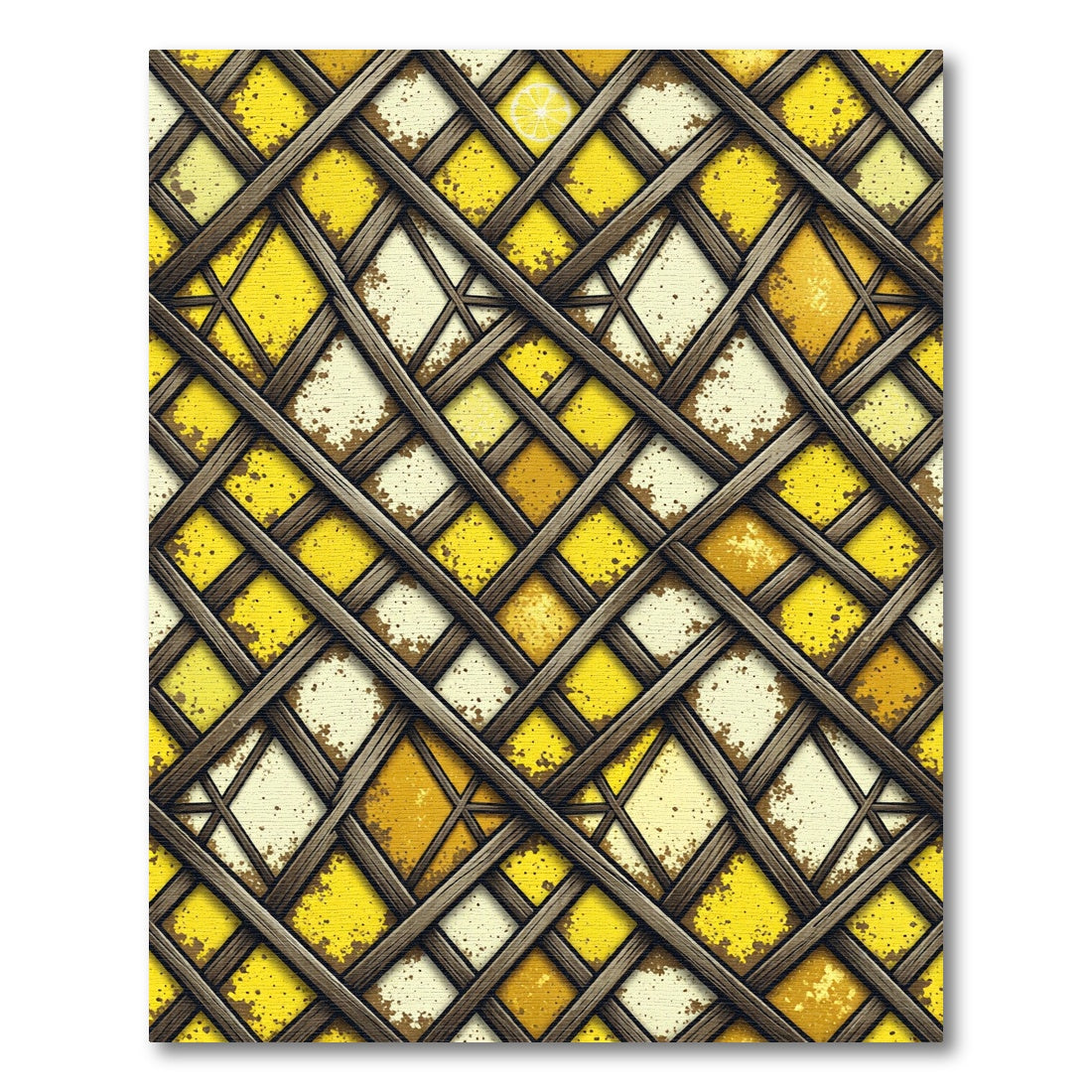 Golden Lattice Woven Citrine Geometric Rug
