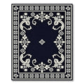 Cream Floral Medallion Indigo Border Rug