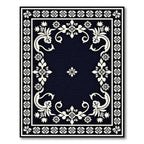 Cream Floral Medallion Indigo Border Rug