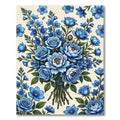 Elegant Blue Floral Bouquet Arrangement Rug