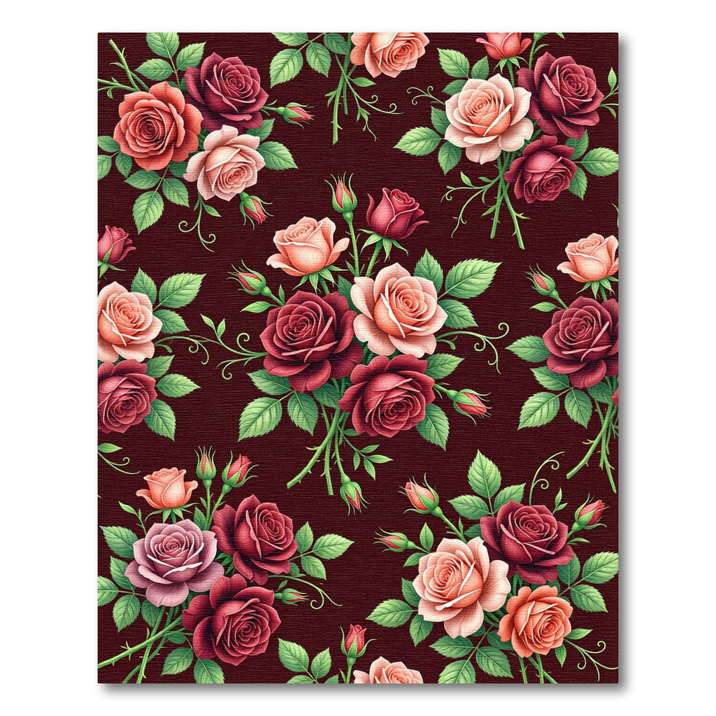 Deep Red Pink Rose Garden Bouquet Rug