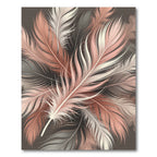 Elegant Blush and Charcoal Feather Art Rug