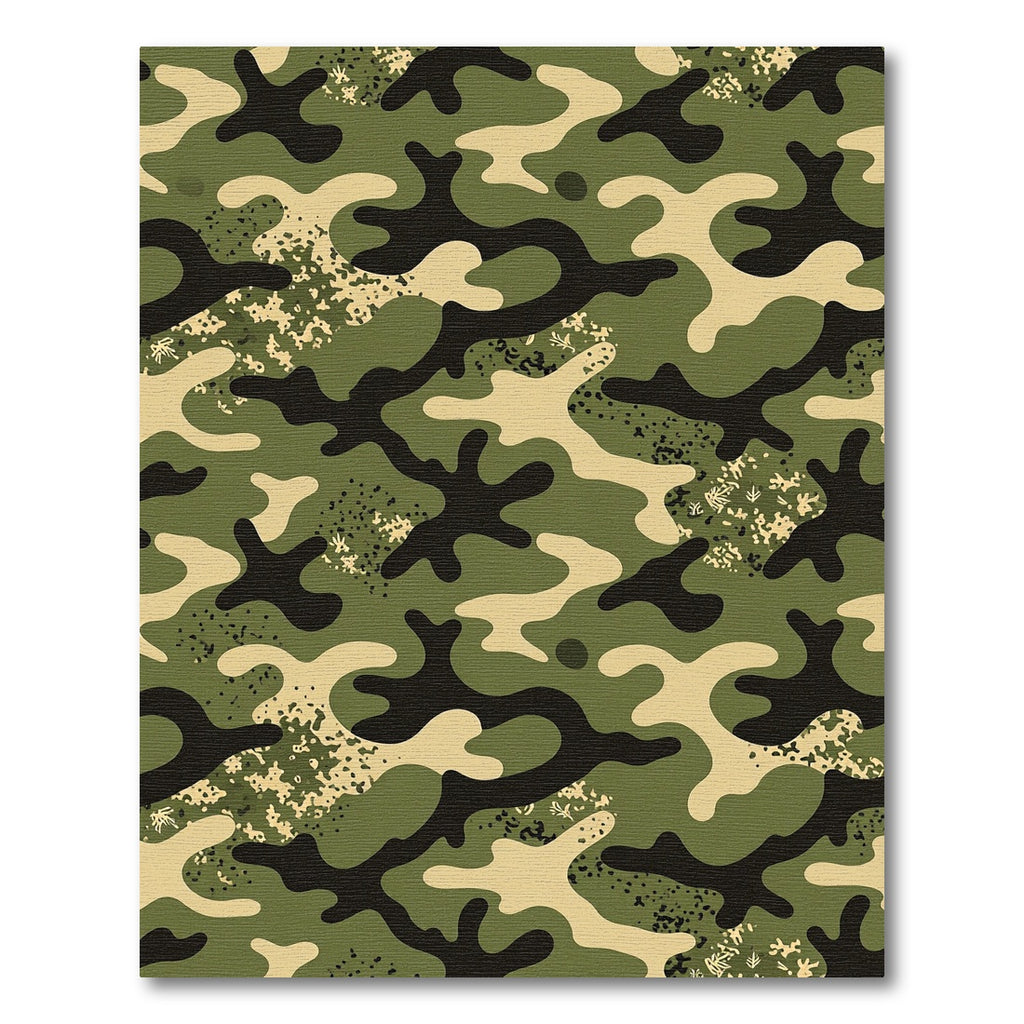 Classic Green Earthy Camouflage Organic Shape Rug