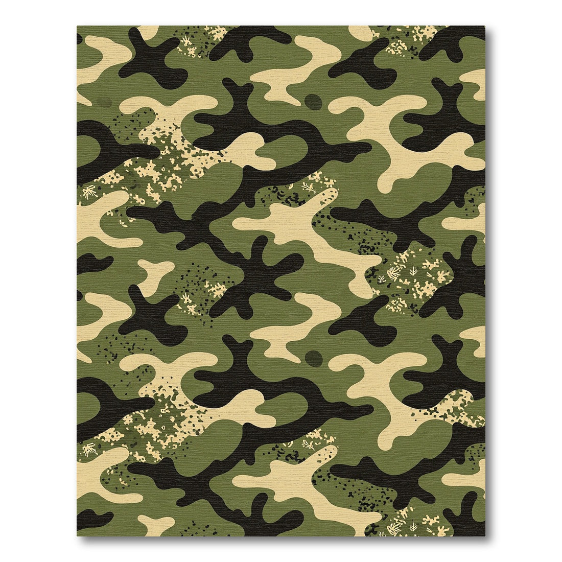 Classic Green Earthy Camouflage Organic Shape Rug