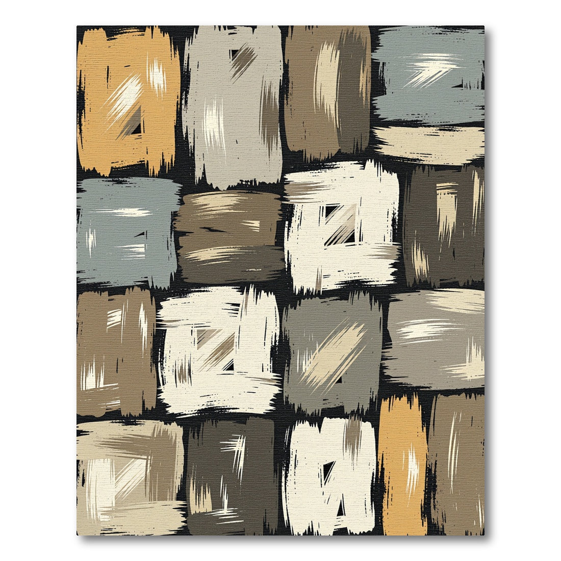 Textured Earth Tone Brushstroke Blocks Rug