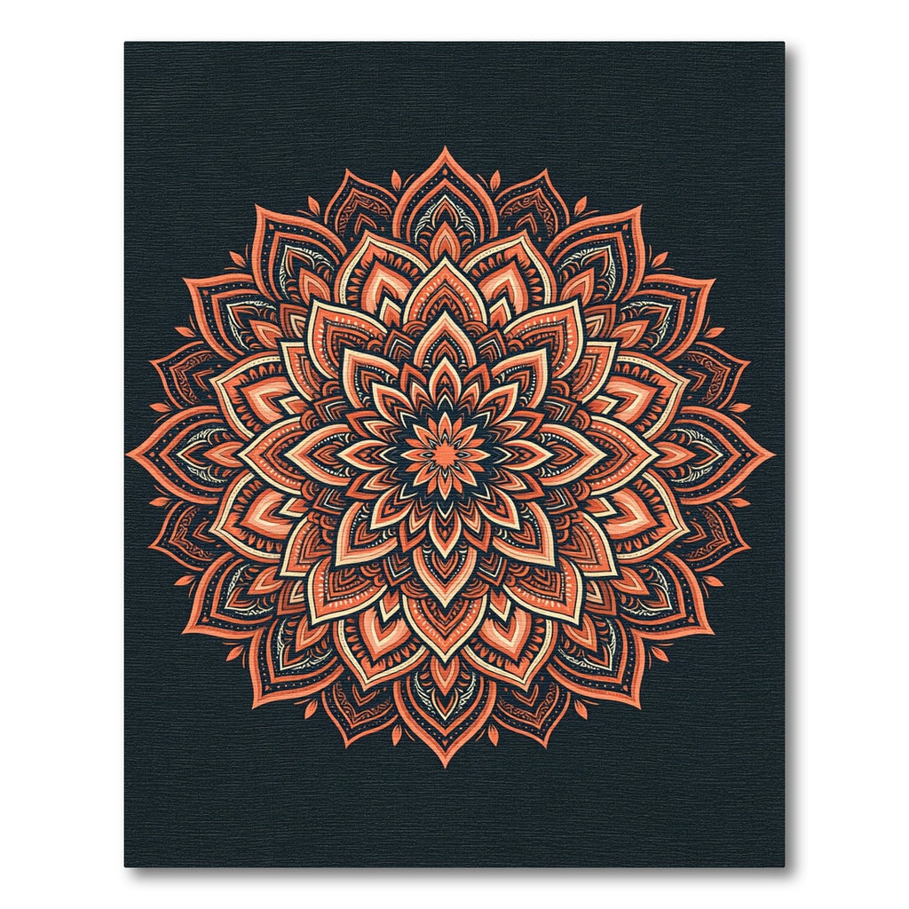 Terracotta Orange Medallion Mandala Art Rug