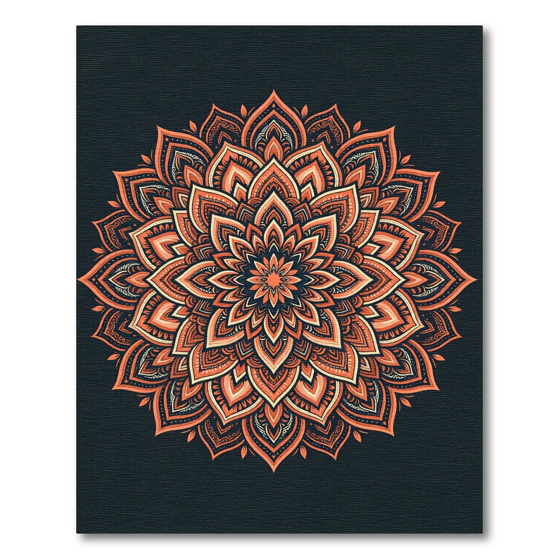 Terracotta Orange Medallion Mandala Art Rug