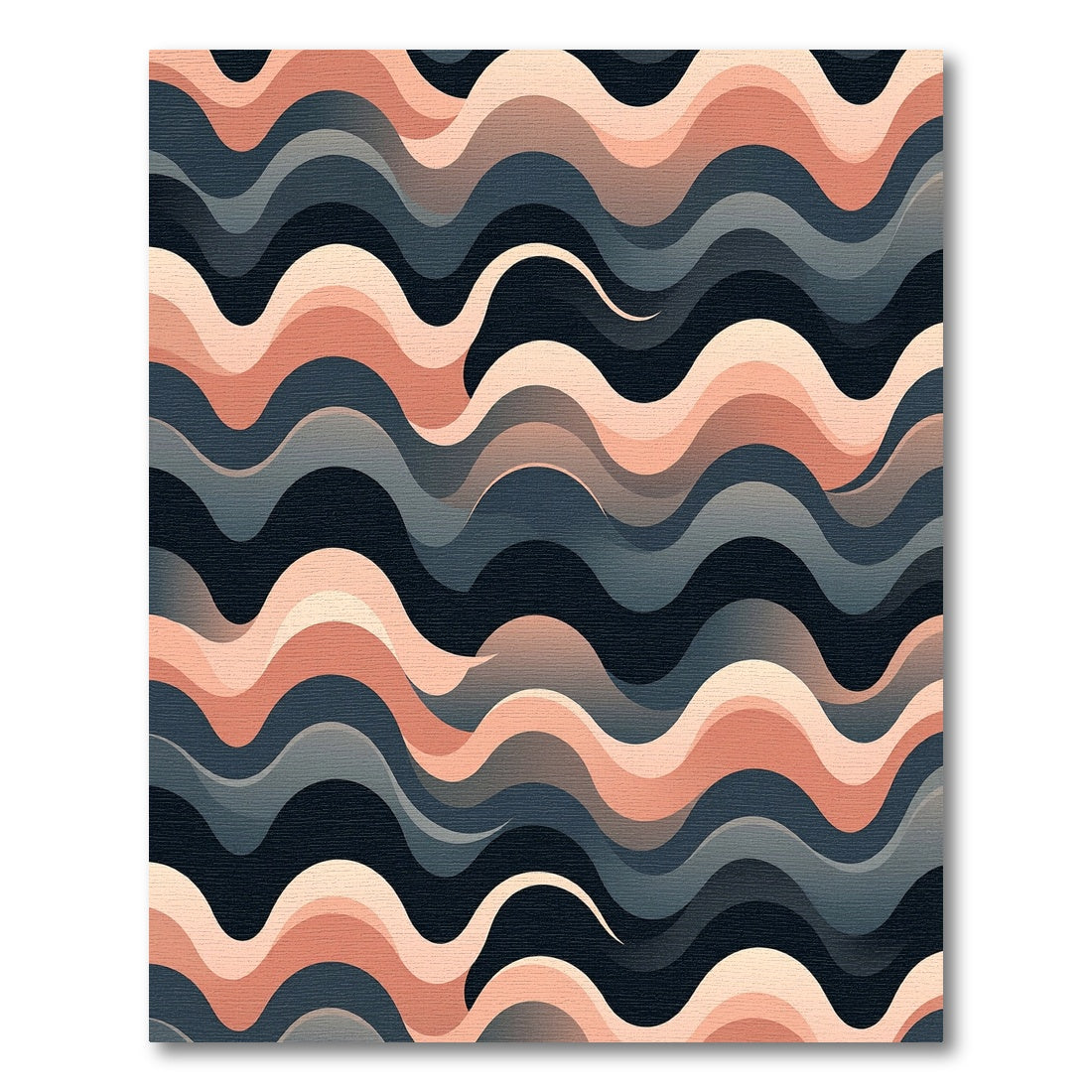 Coral Blush Gradient Wavy Lines Rug
