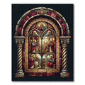 Stained Glass Religious Cathedral Arch Art Rug