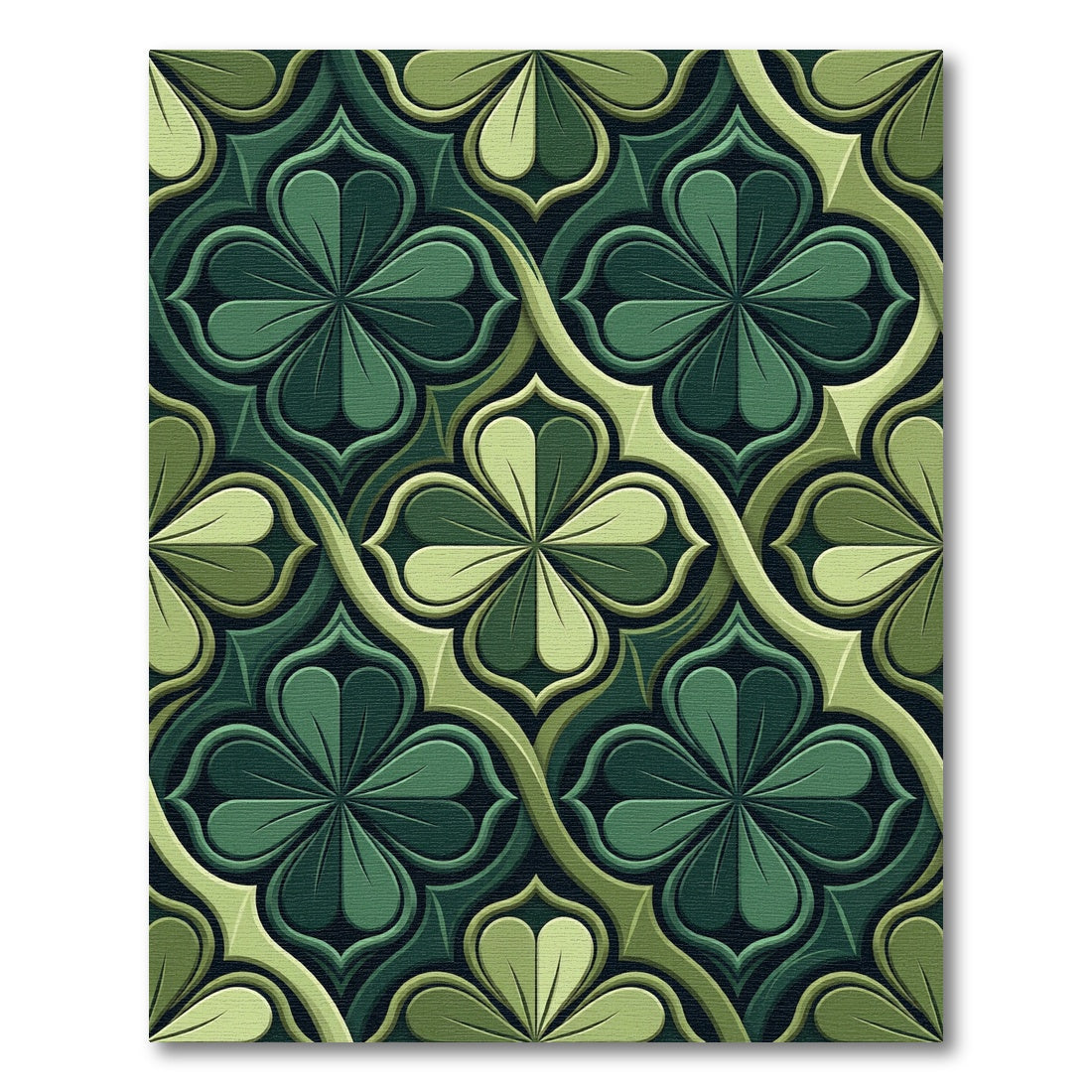 Deep Green Clover Medallion Rug