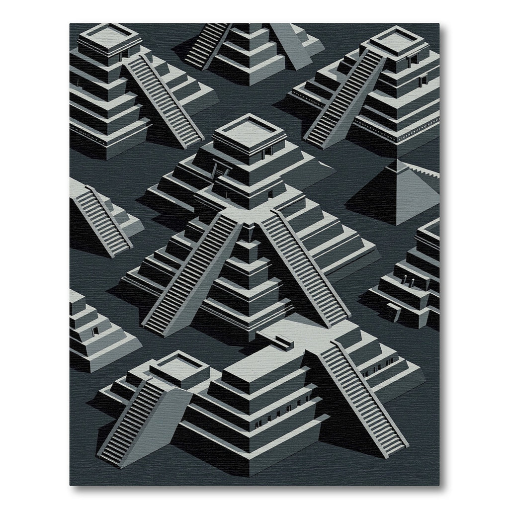 Monochromatic Gray Step Pyramid Composition Rug
