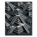 Monochromatic Gray Step Pyramid Composition Rug