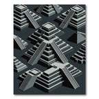 Monochromatic Gray Step Pyramid Composition Rug