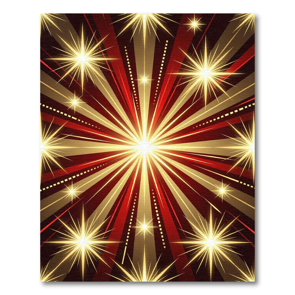 Radiant Red Golden Starburst Rug