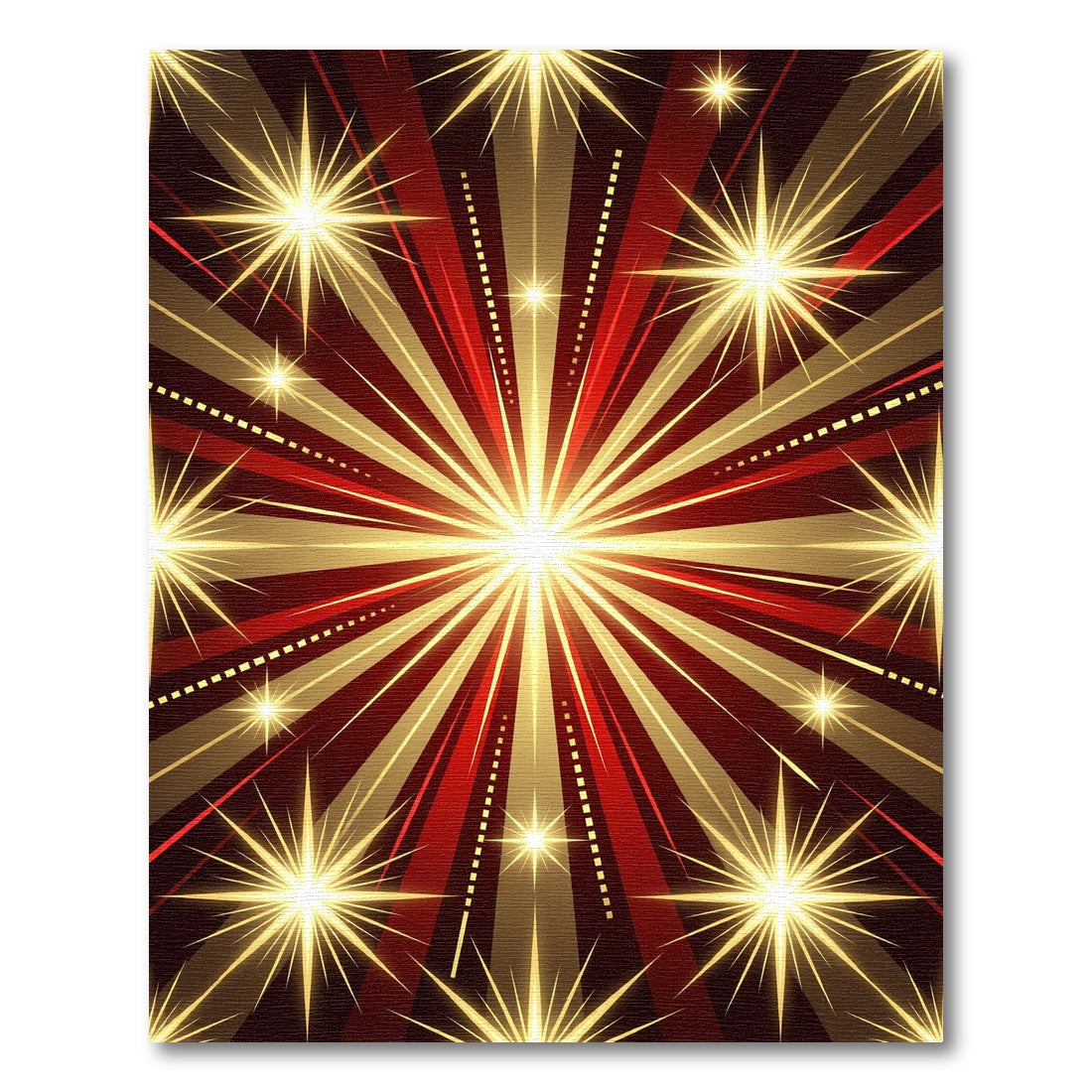 Radiant Red Golden Starburst Rug