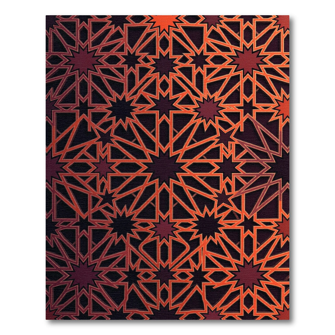 Geometric Crimson Star Layered Art Rug