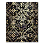 Black Gold Floral Medallion Damask Rug