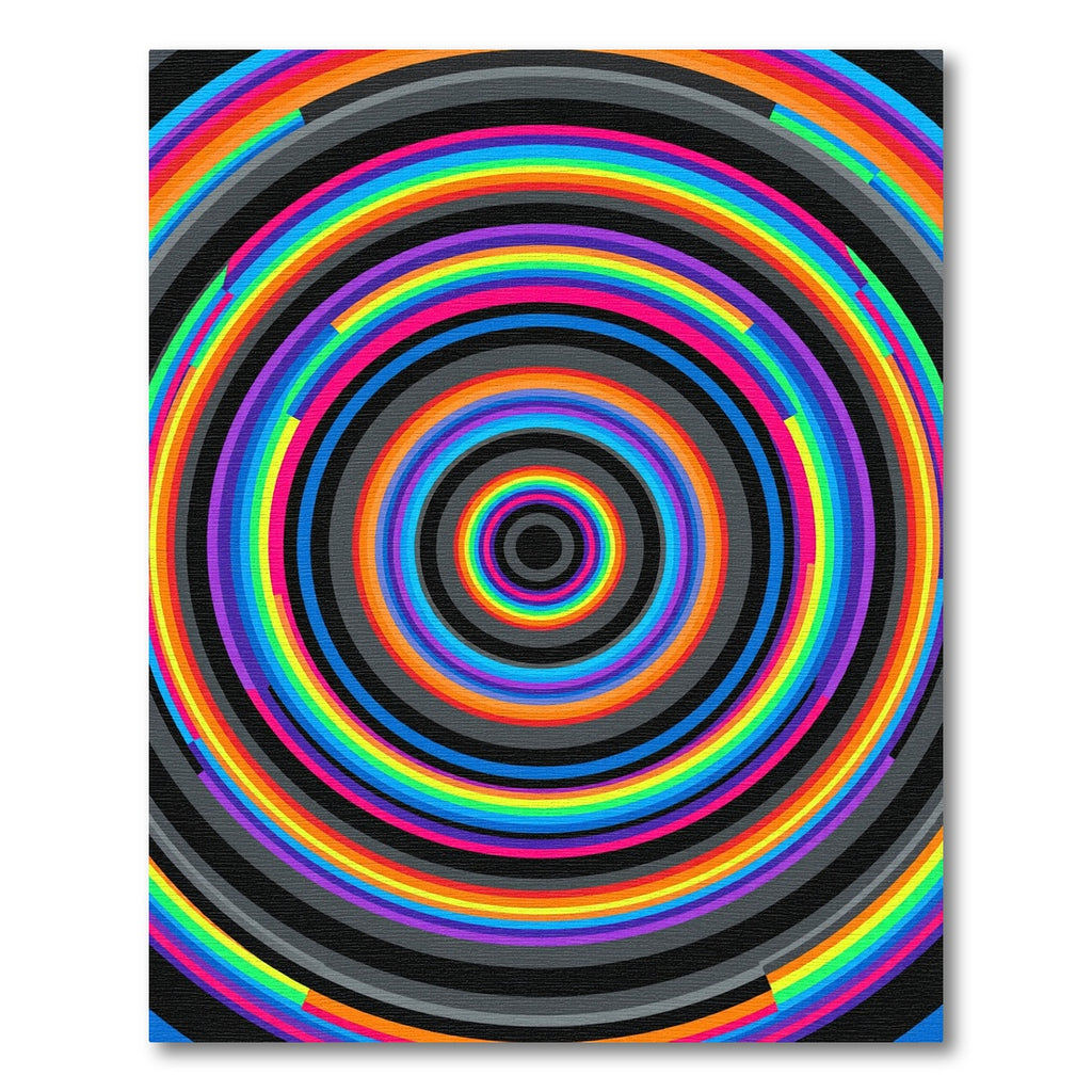 Vibrant Rainbow Concentric Circular Art Rug