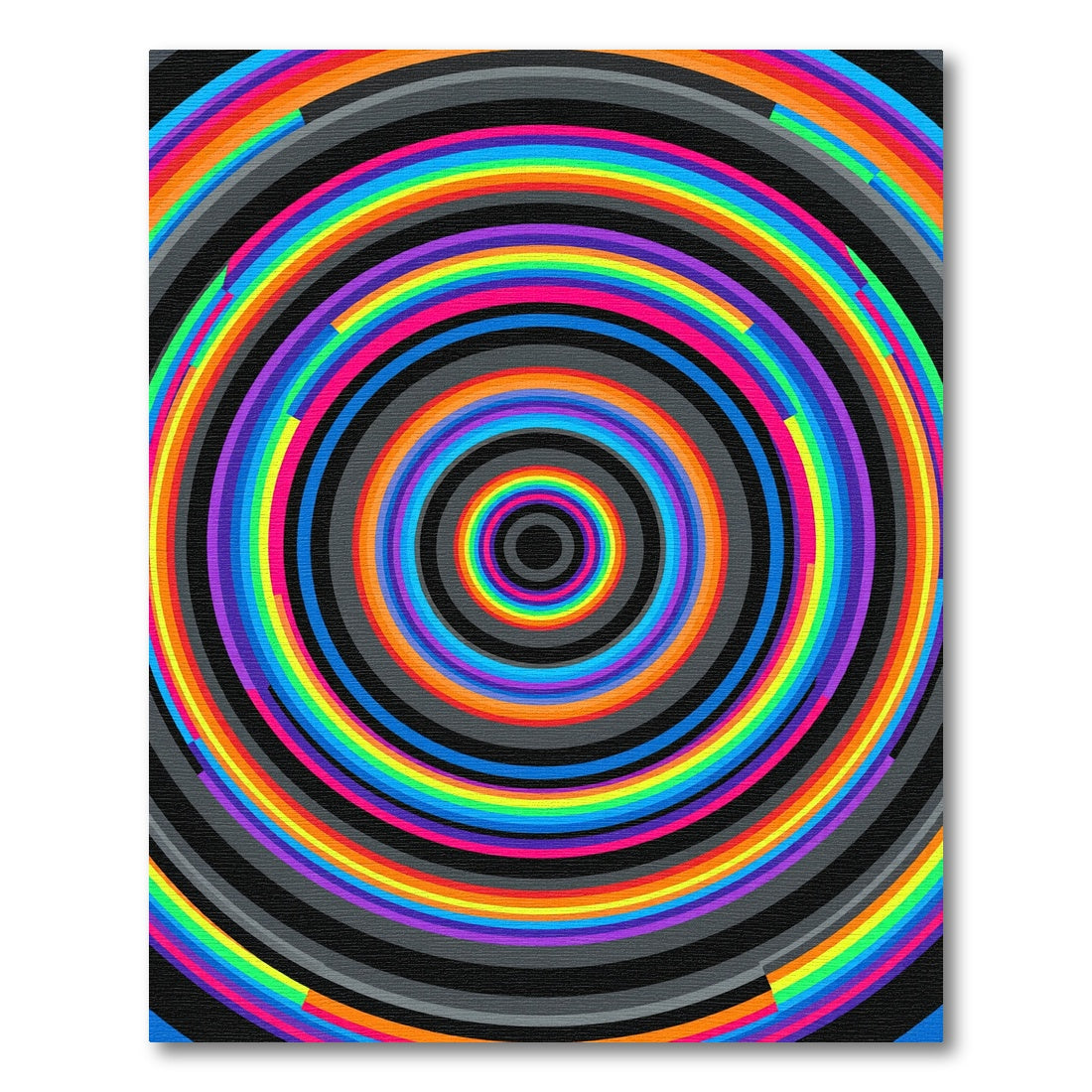 Vibrant Rainbow Concentric Circular Art Rug