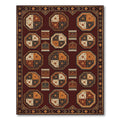 Octagonal Damask Medallion Deep Burgundy Rug